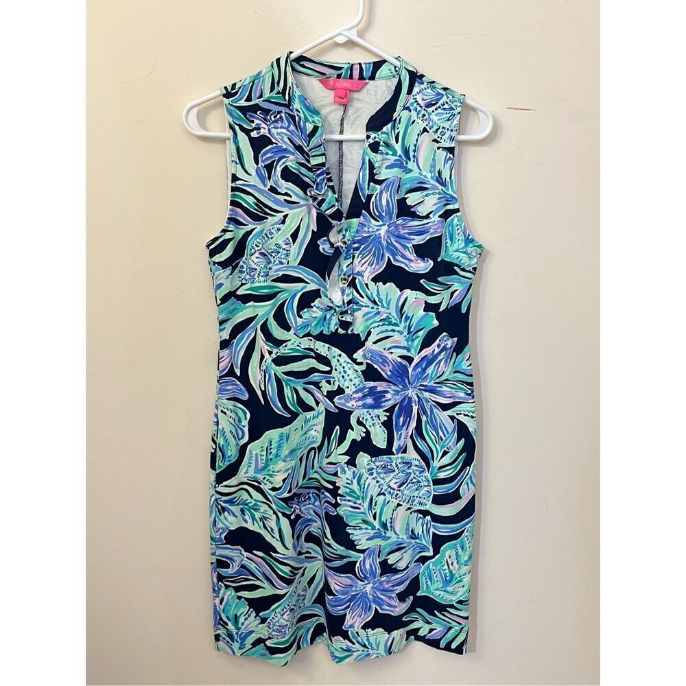 Lilly Pulitzer NWOT Sherryn Shift Dress  Navy Ready Set Gecko Small